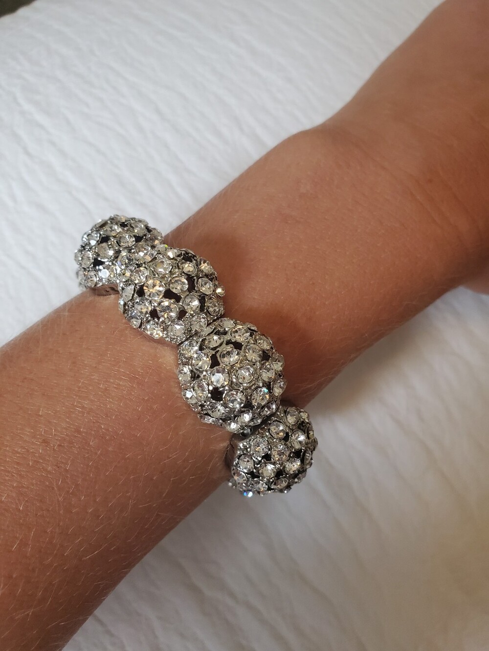 Crystal Pavé Ball Stretch Bracelet - Silver Sparkle